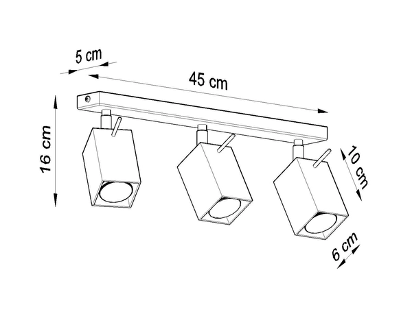 LAMPA sufitowa SL.0457 metalowa OPRAWA listwa regulowane reflektorki szara