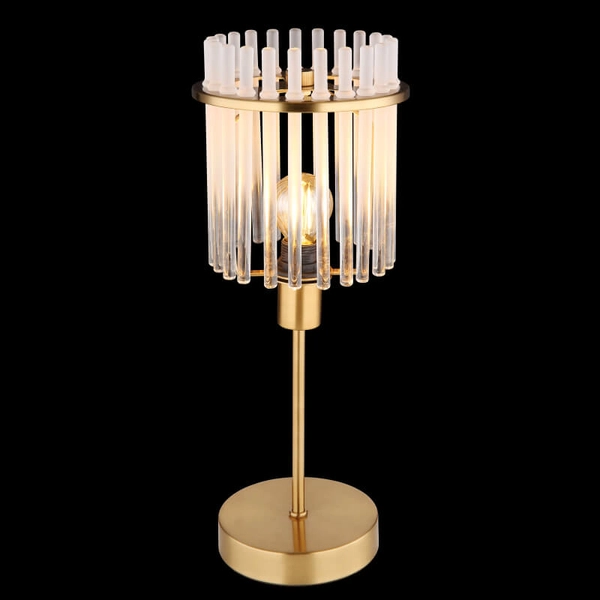 Stołowa lampka glamour GORLEY 15698TM szklana na komodę złota