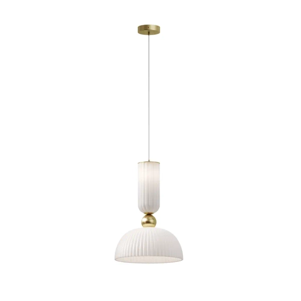 Szklana lampa wisząca glamour Antic MOD302PL-01W1 kopułowa biała złota