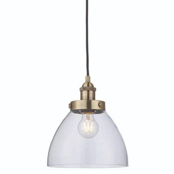 Wisząca LAMPA loftowa HANSEN 77272 Endon skandynawska OPRAWA szklany ZWIS antyczny mosiądz przezroczysty