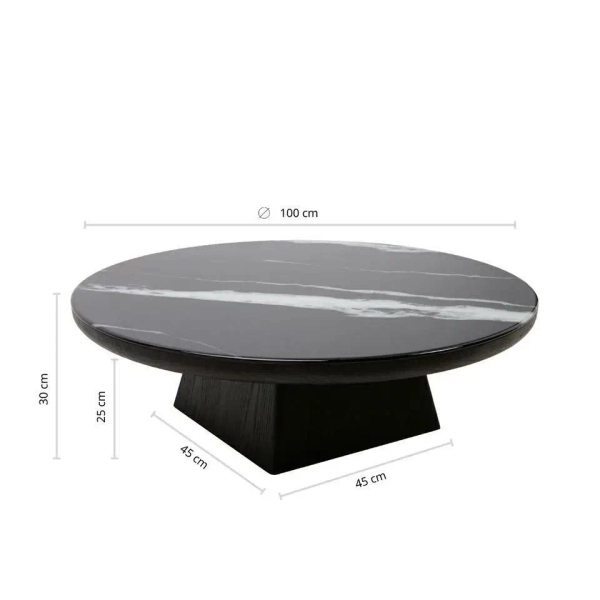 Minimalistyczny stolik kawowy DOVER MM001501100420 czarny żywica drewno 100cm