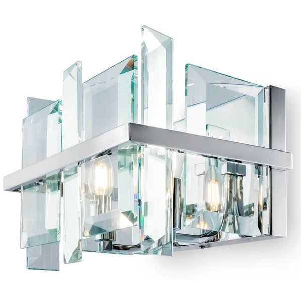 Kinkiet szklany Cerezo MOD201WL-02N metalowa ramka chrom