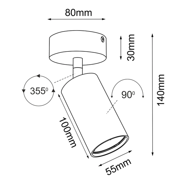 Metalowa lampa sufitowa Point 2286 BROSline tubka regulowana czarna