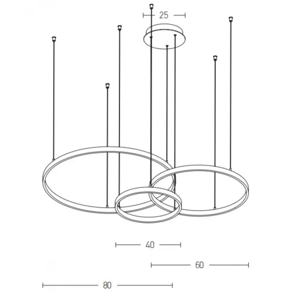 Regulowany potrójny żyrandol 1956-D LED 126W 3000K do salonu złoty