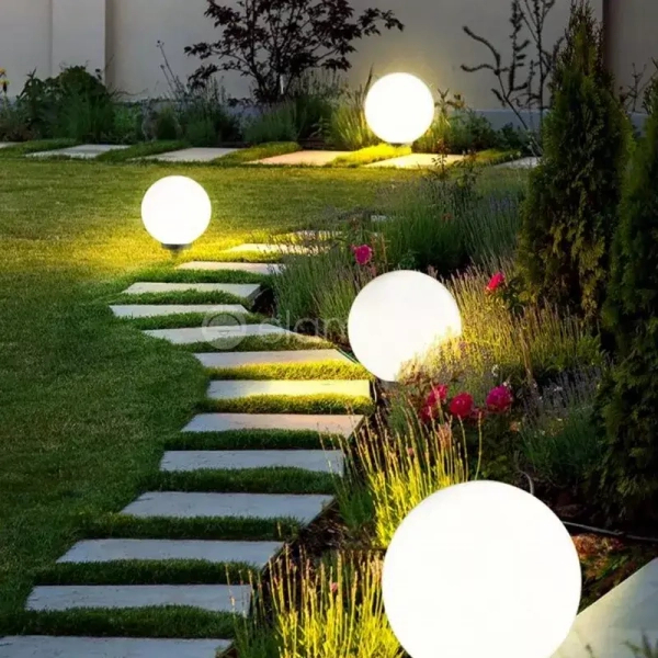Lampa ogrodowa stojąca KIRA fi 20 kula biała czarna gruntowa wbijana 1xE27 19222-16BH