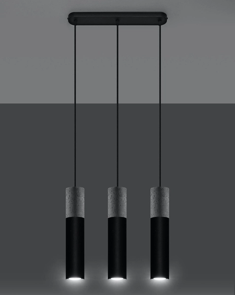 Skandynawska LAMPA wisząca SL.0652 metalowa OPRAWA tuby zwis beton czarny