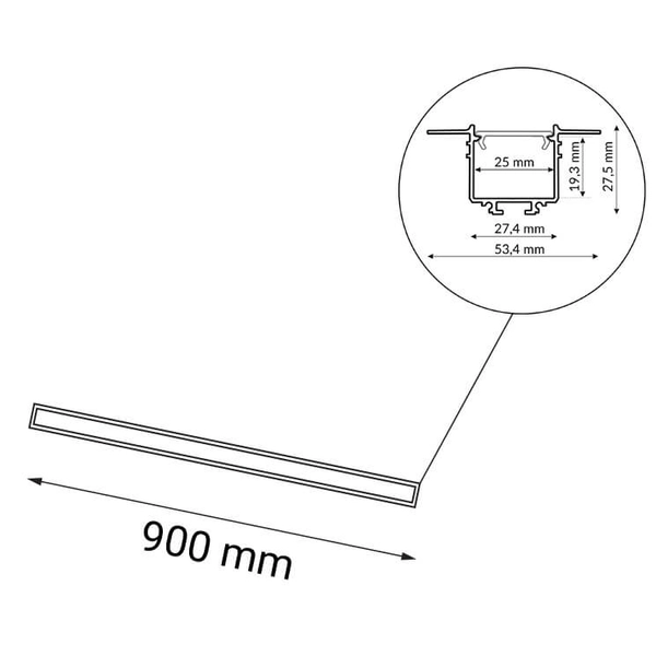 Sufitowa lampa Hanawa 1950 Shilo LED 9W 3000K podtynkowa stick czarna