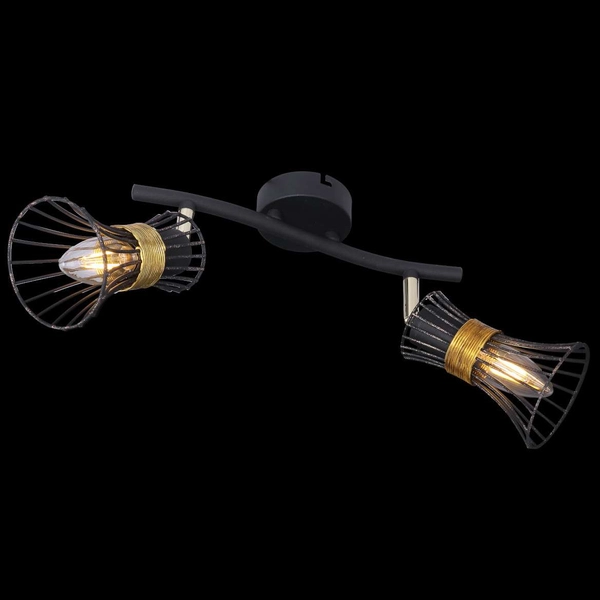 LAMPA ścienna PURRA 54814-2 Globo rustykalna OPRAWA kinkiet klatki druciane industrialne czarne złote