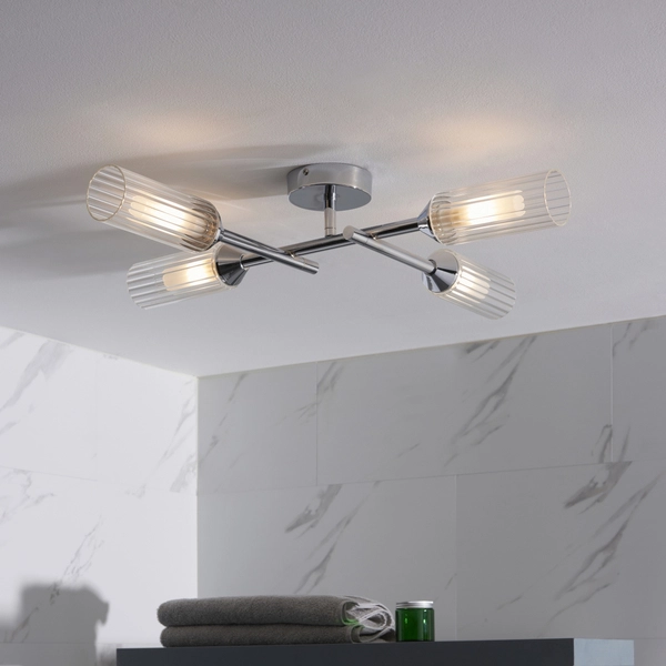 Sufitowa lampa tuby L&-197170 Light& plisowane szkło IP44 chrom