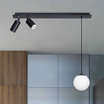 Kuchenna lampa wisząca Albio K-4137 Kaja metalowa czarna nad wyspę z regulacją