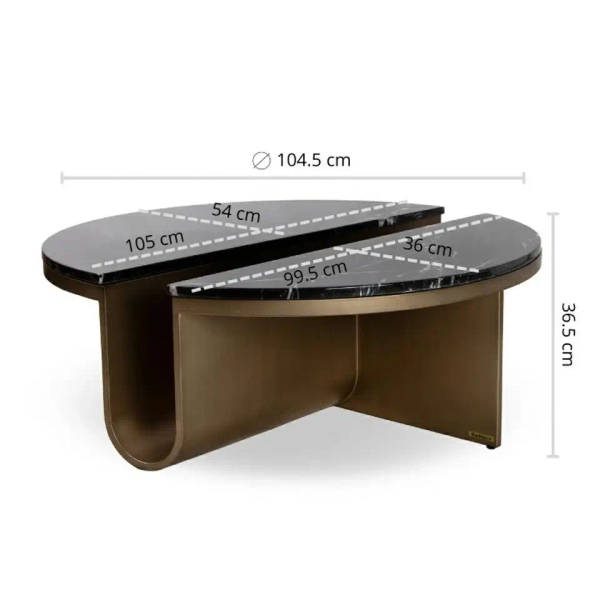 Czarny stolik kawowy HARPER MM001501100390 złoty dekor marmuru 105cm