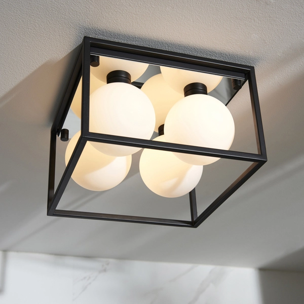 Nasufitowa lampa cube L&-195050 Light& kule szklane IP44 czarna