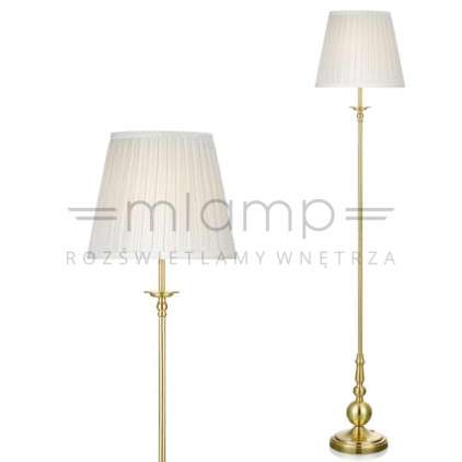 Klasyczna LAMPA podłogowa IMPERIA 106322 Markslojd abażurowa OPRAWA stojąca mosiądz biała