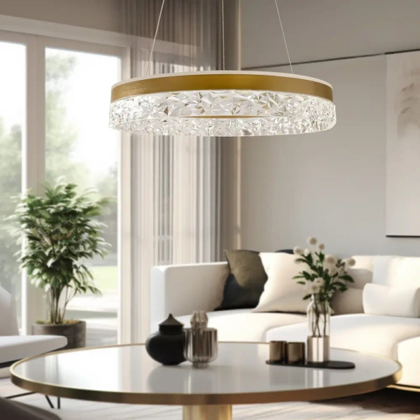 Nowoczesna lampa wisząca Frozi 31-35554 LED 32W 3000K pierścień złoty