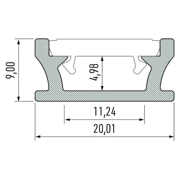 Metalowy profil do taśm EKPR5382 Eko-light 1m srebrny
