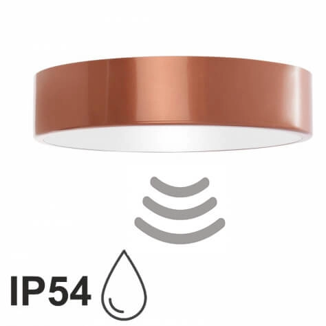 Sufitowa lampa z czujnikiem Cleo 1307623600165 Temar IP54 na balkon miedź