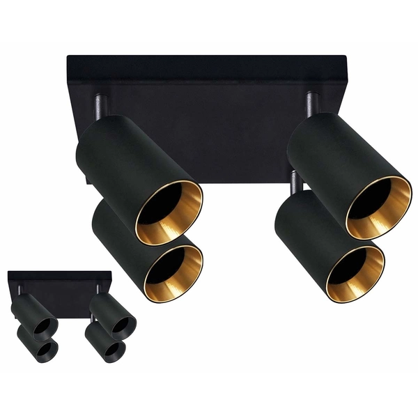 Sypialniana lampa sufitowa Maribel kwadratowa nad łóżko czarna złota