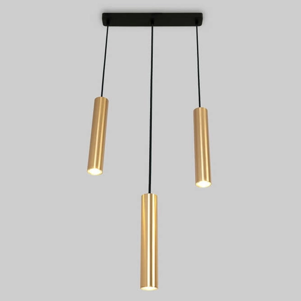 Lampa zwisająca na listwie Spoti ABR-ZLW3T-Z Abruzzo tuby złota czarna