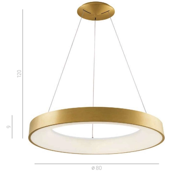 Wisząca LAMPA okrągła GIULIA 5304-880RP-GD-3 Italux metalowa OPRAWA pierścień LED 80W 3000K zwis ring złoty