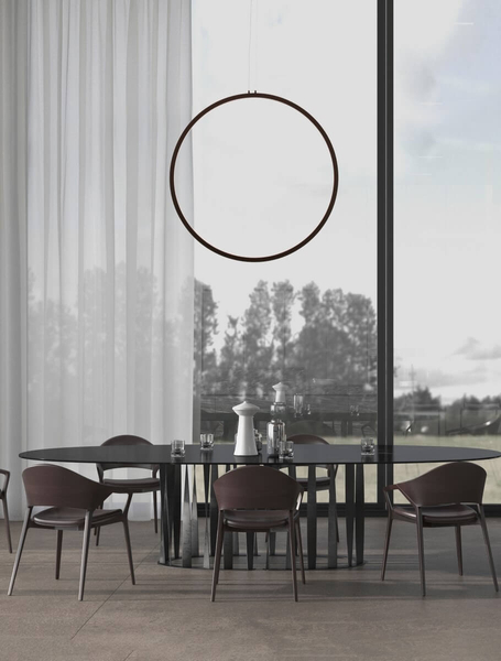 Okrągła lampa wisząca AUTLAN LE42773 do przedpokoju LED 48W 3000K czarna