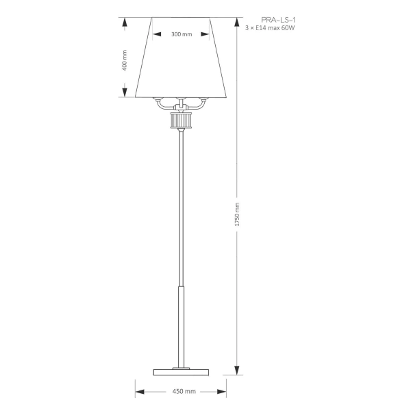 Podłogowa lampa z abażurem Prato PRA-LS-1 (N) do salonu czarna nikiel