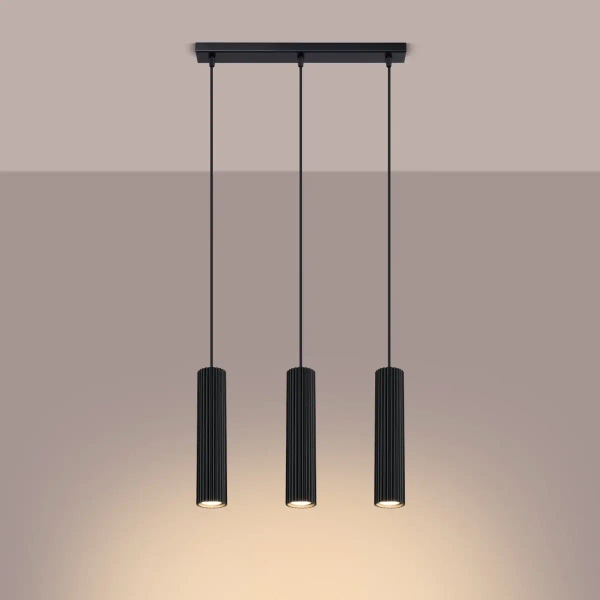 Lampa wisząca potrójna KARBON SL.1575 tubka podłużna czarna