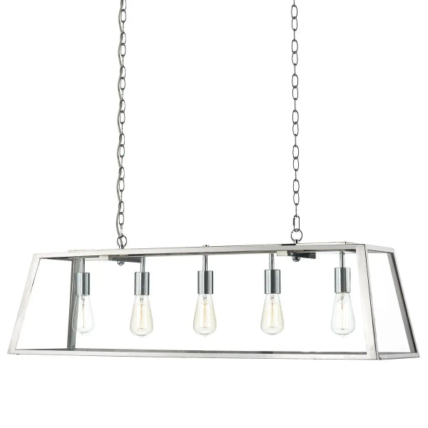 Szklana wisząca lampa Academy ACA0544 metalowa na łańcuchu srebrna