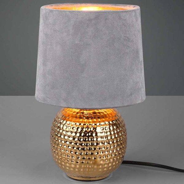 Ceramiczna LAMPA stołowa EUDORA DL011-50821 RL Light abażurowa LAMPKA stojąca nocna szara złota