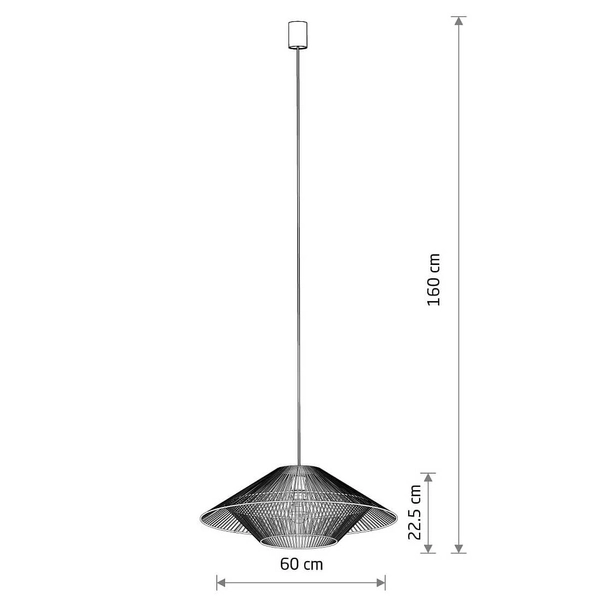 Drewniana zwisająca lampa Japandi 11157 parasol cage sznurek metalowa biała