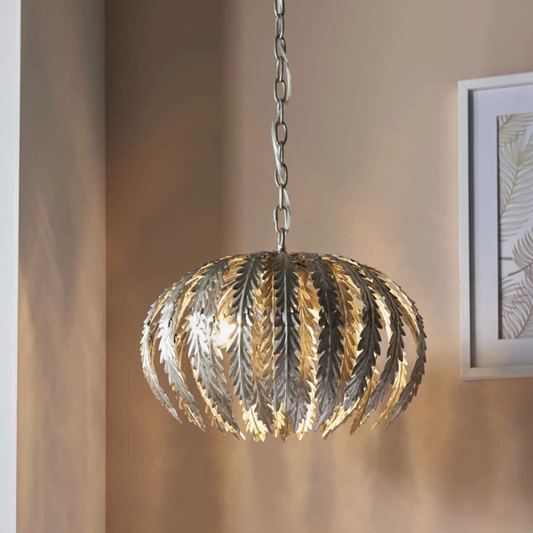 Designerska lampa wisząca Delphine 76678 Endon do jadalni srebrna