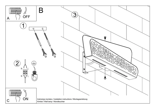 Ażurowy kinkiet Alize SL.0933 Sollux prostokąt asymetryczny biały