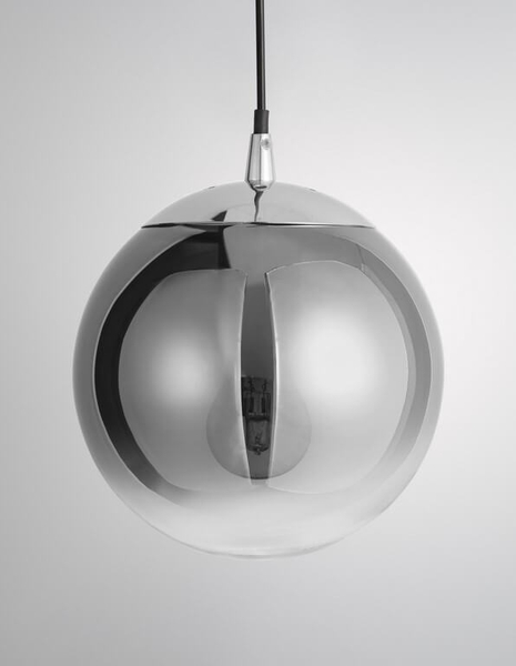 Kulista lampa wisząca Caleta do salonu chrom przydymiona