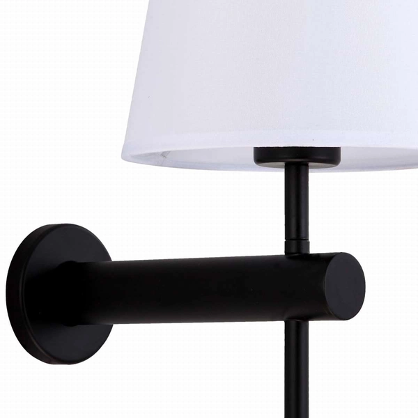 Abażurowa LAMPA ścienna TIVOLI LP-1133/1W BK Light Prestige klasyczna OPRAWA kinkiet na wysięgniku okrągły czarny biały