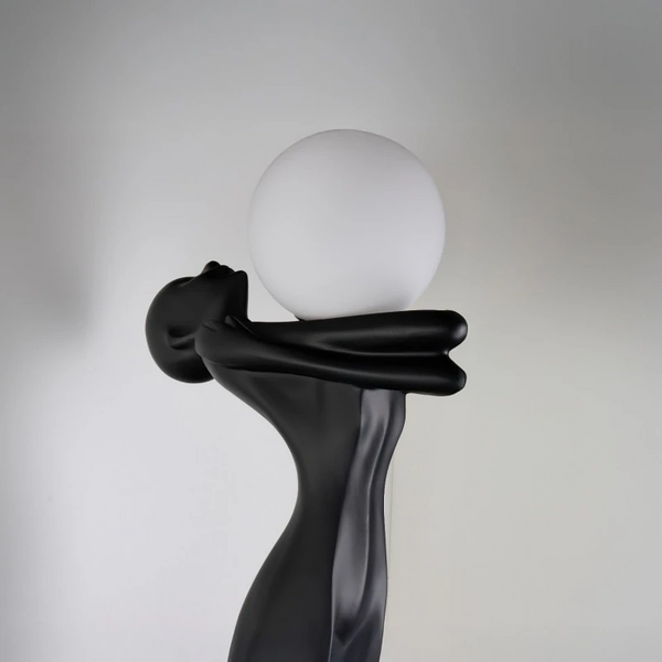 Stojąca lampa człowiek HESTIA czarna biała AZ6787 1xE27 kulista