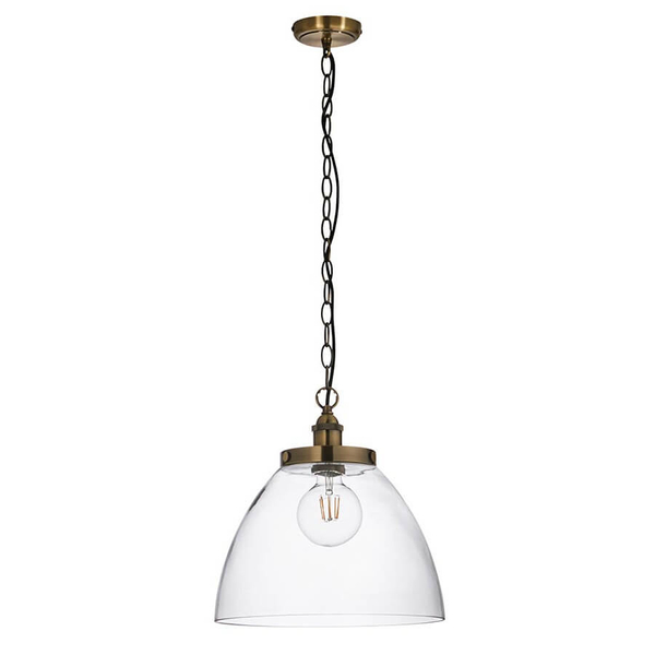 Wisząca lampa nad stół Hansen Grand 102926 szklana mosiądz przezroczysta