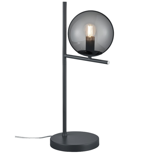 Modernistyczna LAMPA stołowa NYXIS DL142502000 Trio szklana LAMPKA stojąca kula grafitowa przydymiona