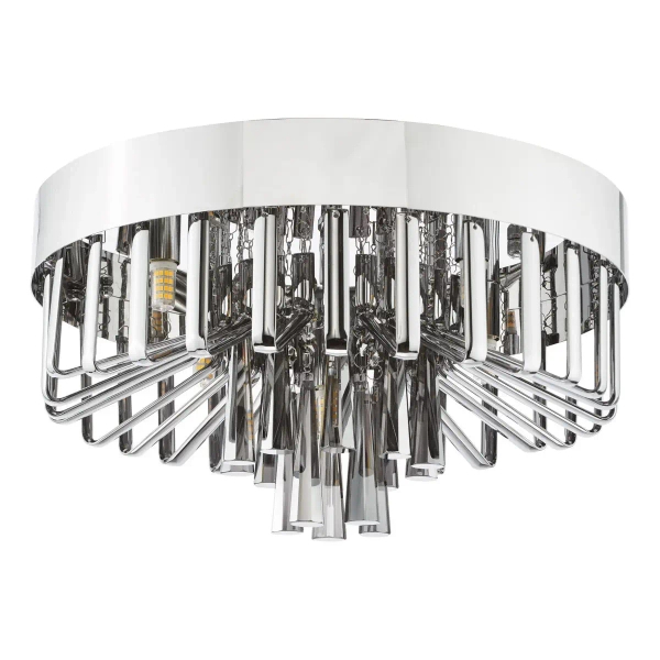 Sufitowa lampa okrągła Olin OLI5410 do jadalni szklana chrom przydymiona