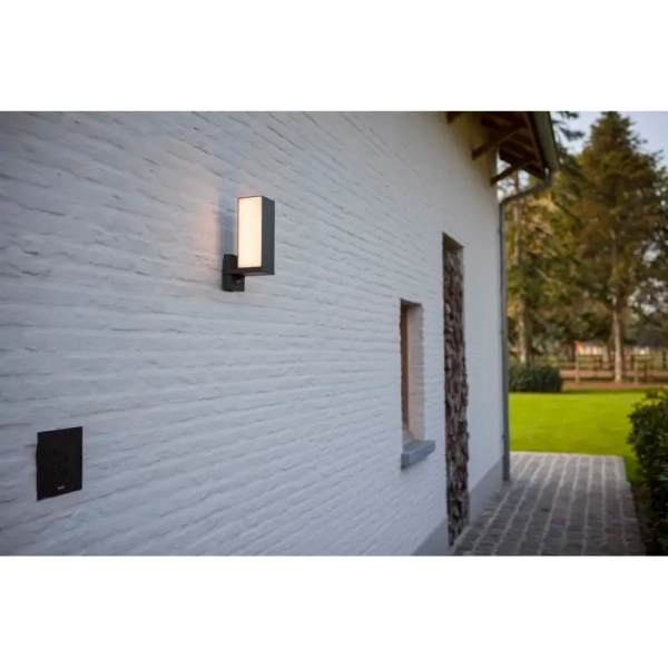 Ścienna LAMPA ogrodowa CUBA 5193811118 Lutec metalowa OPRAWA elewacyjna LED 13W 3000K kinkiet z czujnikiem IP54 szary