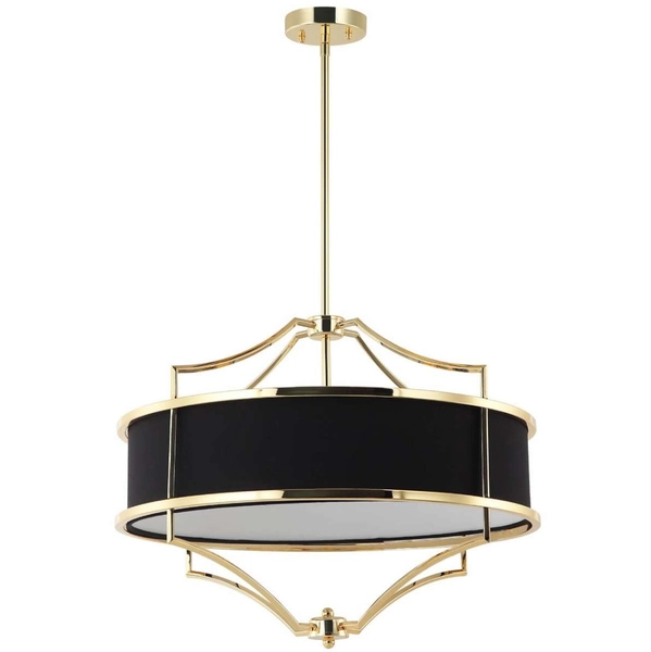 LAMPA okrągła Stesso Gold Nero M Orlicki Design wisząca OPRAWA w stylu klasycznym abażurowa czarna złota OUTLET