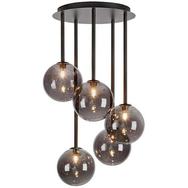 Modernistyczna LAMPA sufitowa UNIVERSE 108111 Markslojd metalowa OPRAWA szklane kule kaskada czarna przydymiona