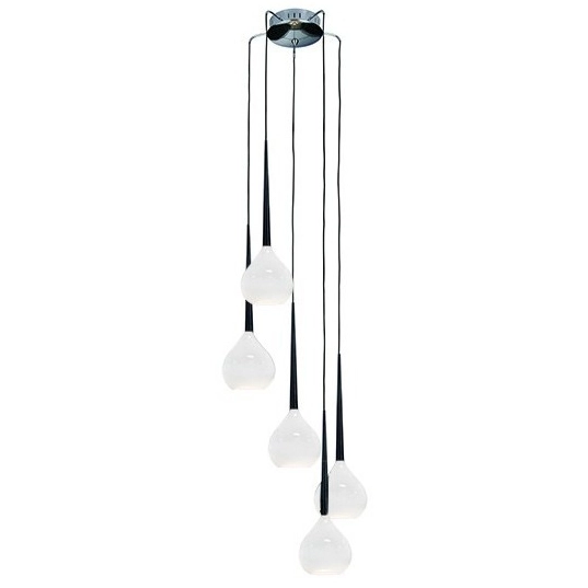 Wisząca lampa pokojowa Aga 5-płomienna czarna biała