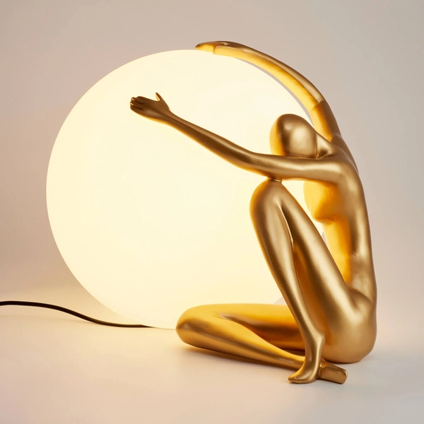 Dekoracyjna stołowa lampa WOMEN ST-6022-A gold Step kula ball biała złota