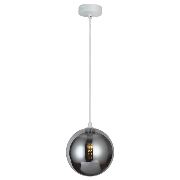 Szklana lampa wisząca BUBBLES AZ5953+AZ5885 Azzardo ball przydymiona biała
