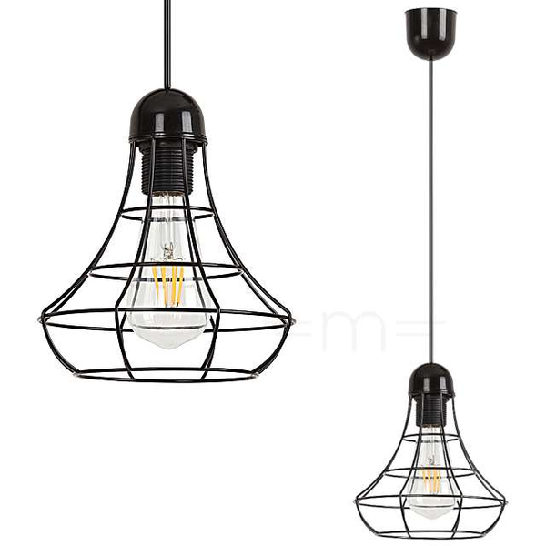 LAMPA wisząca RAMSEY 4649 Rabalux metalowa OPRAWA loftowa klatka ZWIS na kablu czarny