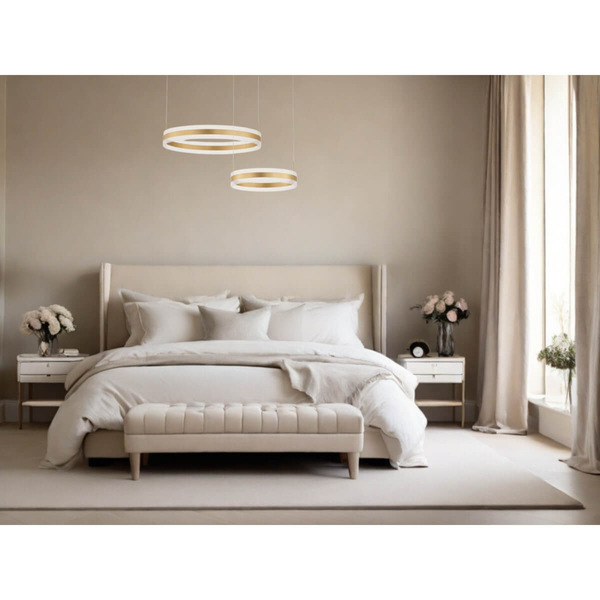 Jadalniana lampa wisząca COLIMA LE42754 pierścienie LED 124W 3000K złote