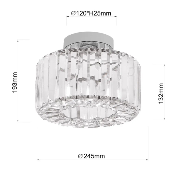 Glamour plafon natynkowy Vetro LP-2910/1C CH okrągły chrom