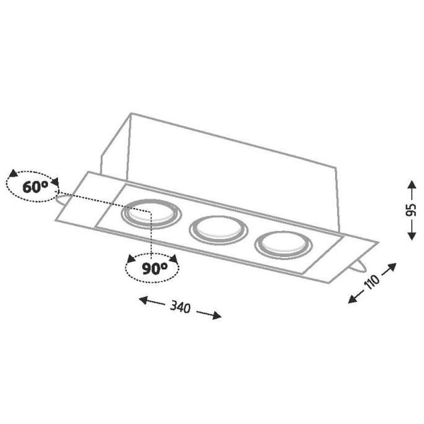 Oczko LAMPA sufitowa EBINO H 3348 Shilo podtynkowa OPRAWA regulowana WPUST prostokątny czarny
