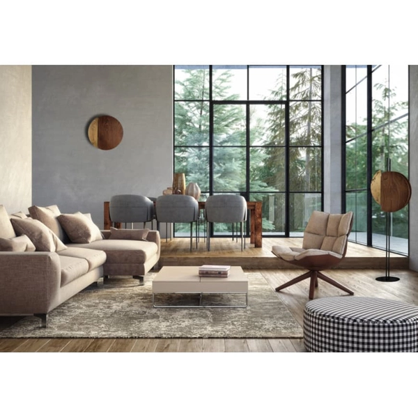 Drewniana lampa podłogowa Sunset 7647 Nowodvorski okrągła czarna złota