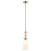 Ceramiczna lampa wisząca 22078 szklana kremowa mosiądz