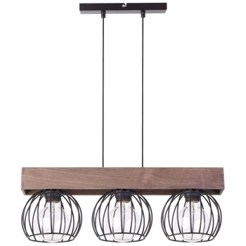 LAMPA wisząca MILAN 31574 Sigma metalowa OPRAWA industrialne klatki zwis druciany drewno brązowy